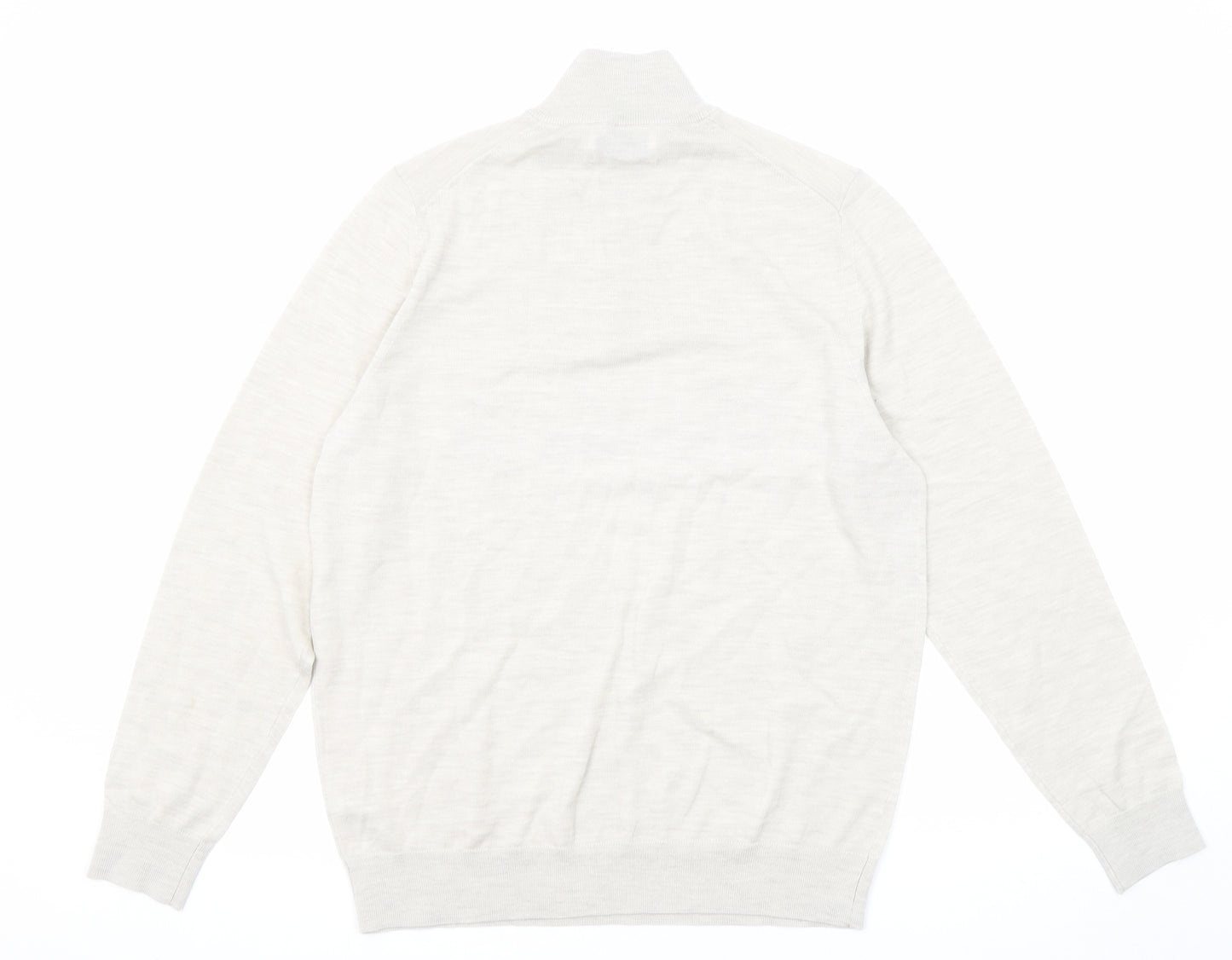 Autograph Mens Grey High Neck Wool Pullover Jumper Size L Long Sleeve