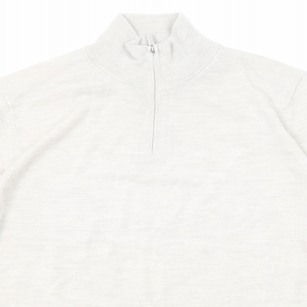 Autograph Mens Grey High Neck Wool Pullover Jumper Size L Long Sleeve