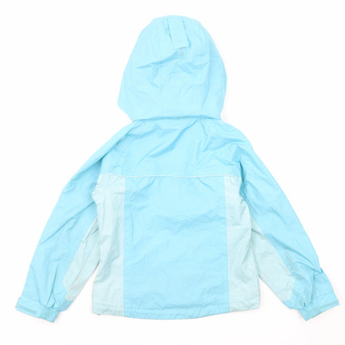 Trespass Girls Blue Herringbone Rain Coat Coat Size 5-6 Years Zip