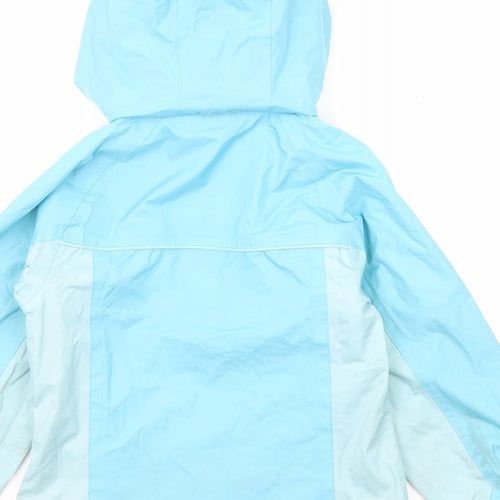 Trespass Girls Blue Herringbone Rain Coat Coat Size 5-6 Years Zip