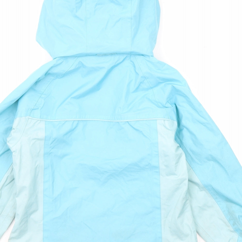 Trespass Girls Blue Herringbone Rain Coat Coat Size 5-6 Years Zip