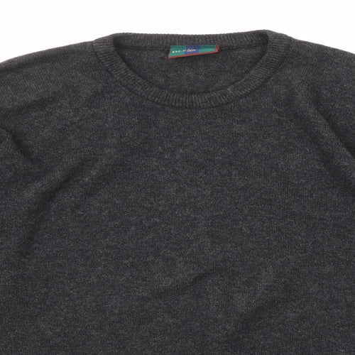 Glenmuir Mens Black Round Neck Wool Pullover Jumper Size L Long Sleeve