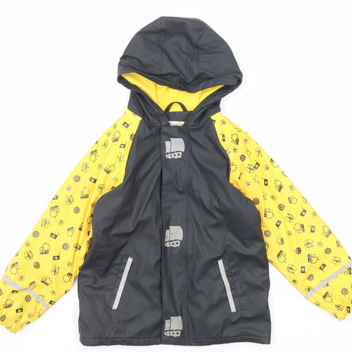 Lupilu Boys Black Geometric Rain Coat Jacket Size 6-7 Years Zip