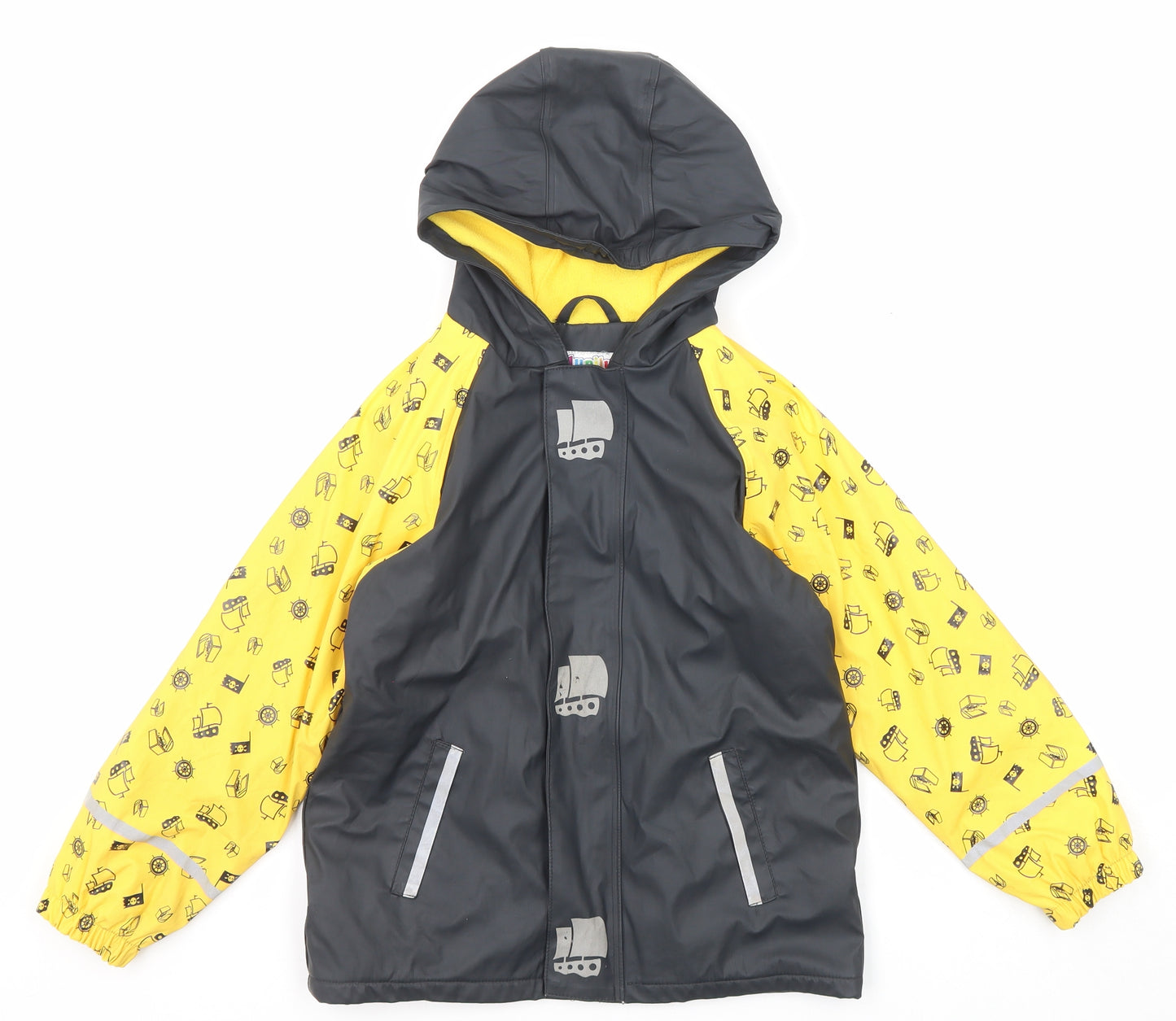 Lupilu Boys Black Geometric Rain Coat Jacket Size 6-7 Years Zip