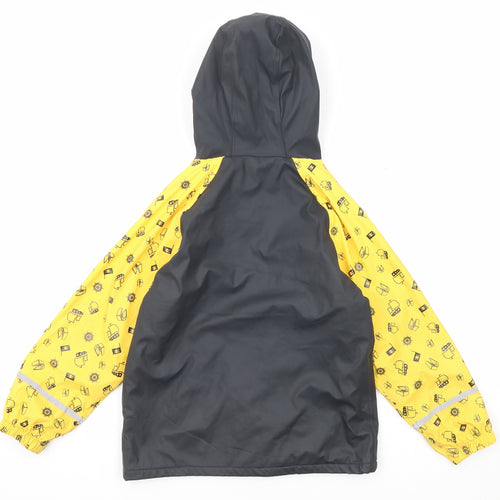 Lupilu Boys Black Geometric Rain Coat Jacket Size 6-7 Years Zip