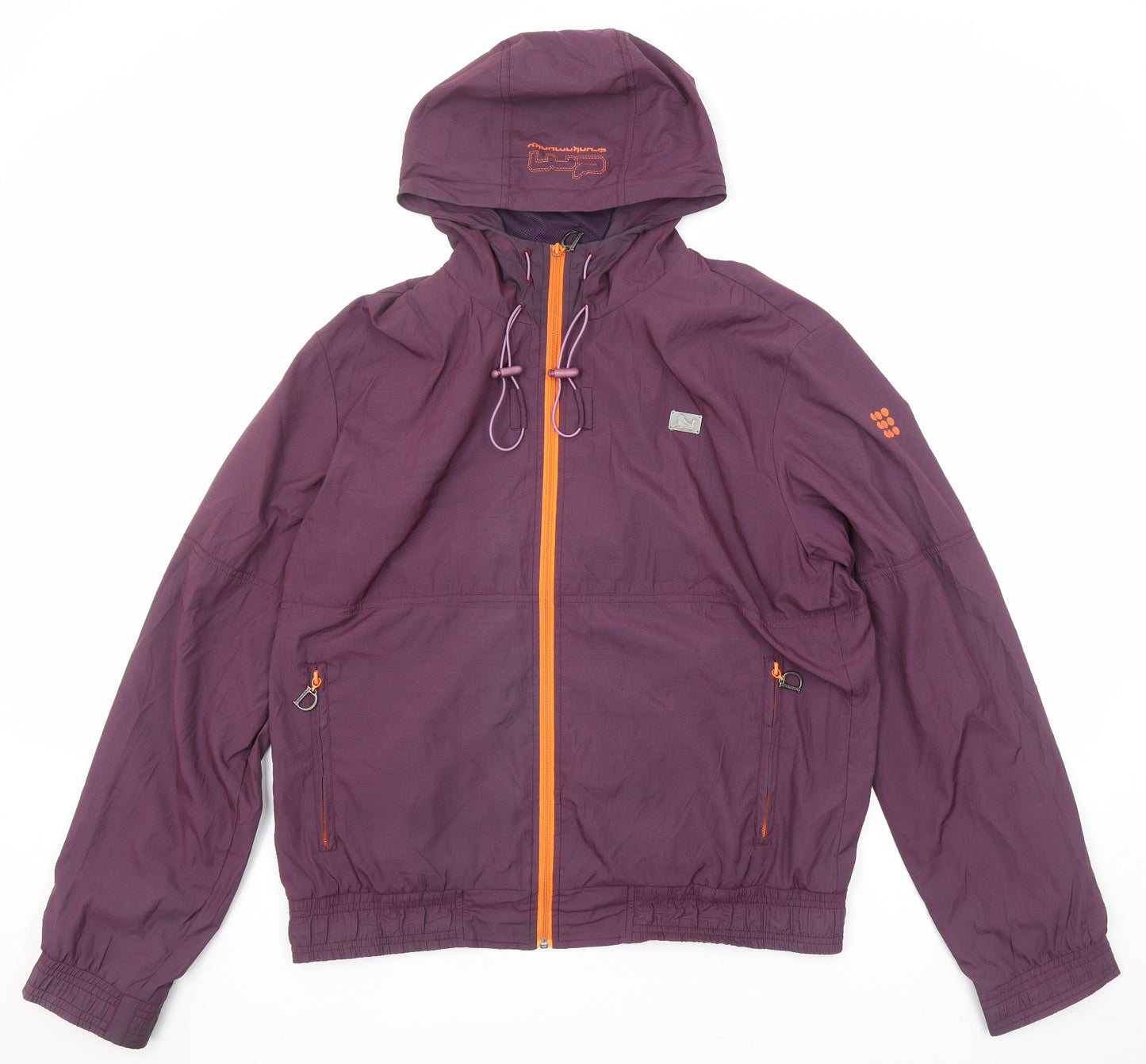 Drunknmunky Womens Purple Windbreaker Jacket Size L Zip