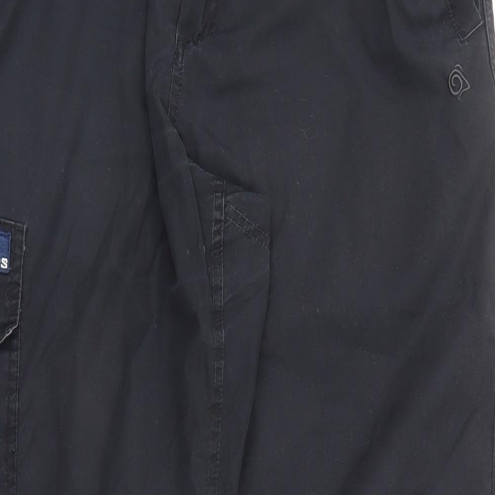 Craghoppers Mens Black Polyester Cargo Trousers Size 36 in L30 in Regular Zip
