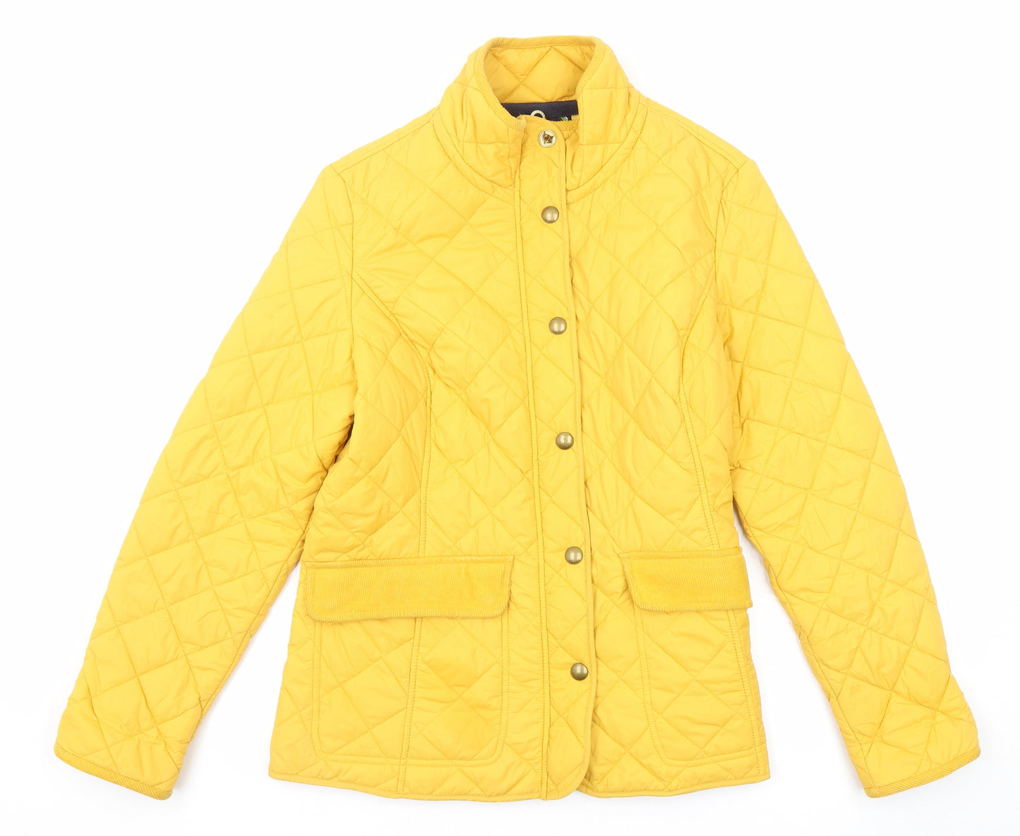 Joules Womens Yellow Quilted Jacket Size 16 Zip