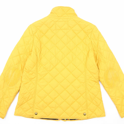 Joules Womens Yellow Quilted Jacket Size 16 Zip