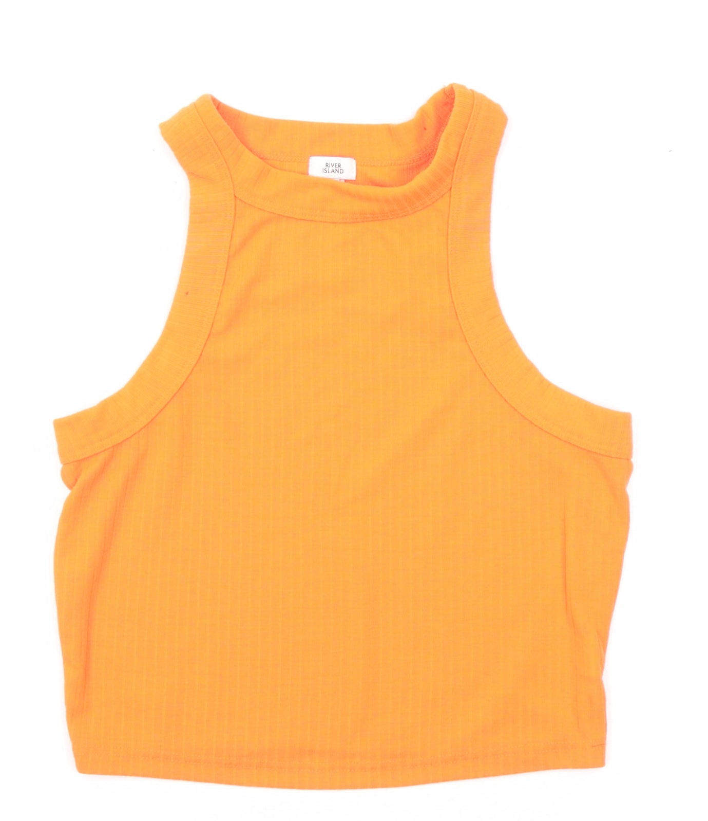 River Island Womens Orange Polyester Cropped Tank Size 8 Crew Neck
