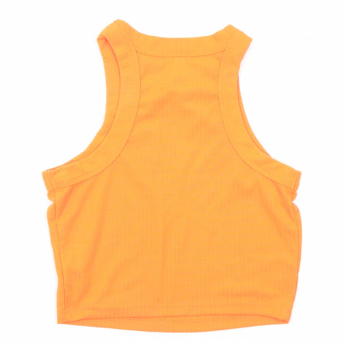 River Island Womens Orange Polyester Cropped Tank Size 8 Crew Neck