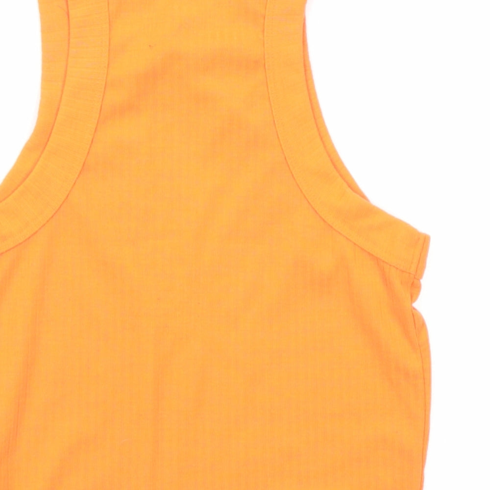 River Island Womens Orange Polyester Cropped Tank Size 8 Crew Neck