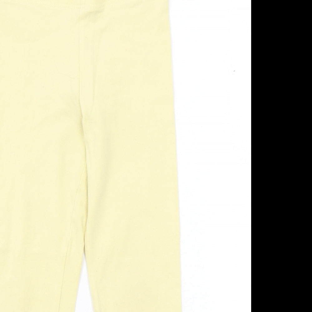 Marks and Spencer Girls Yellow Cotton Pedal Pusher Trousers Size 3-4 Years Regular Pullover