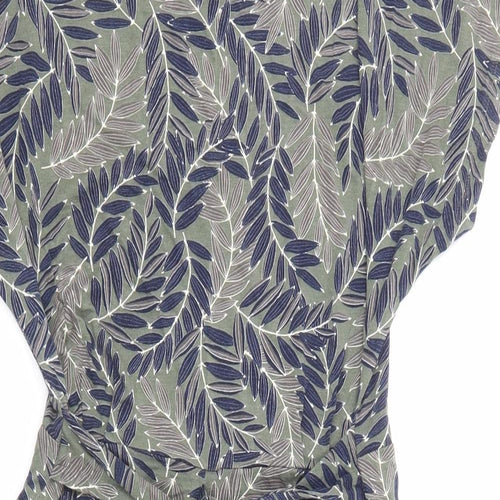 Maine New England Womens Green Geometric Viscose A-Line Size 12 Boat Neck Pullover