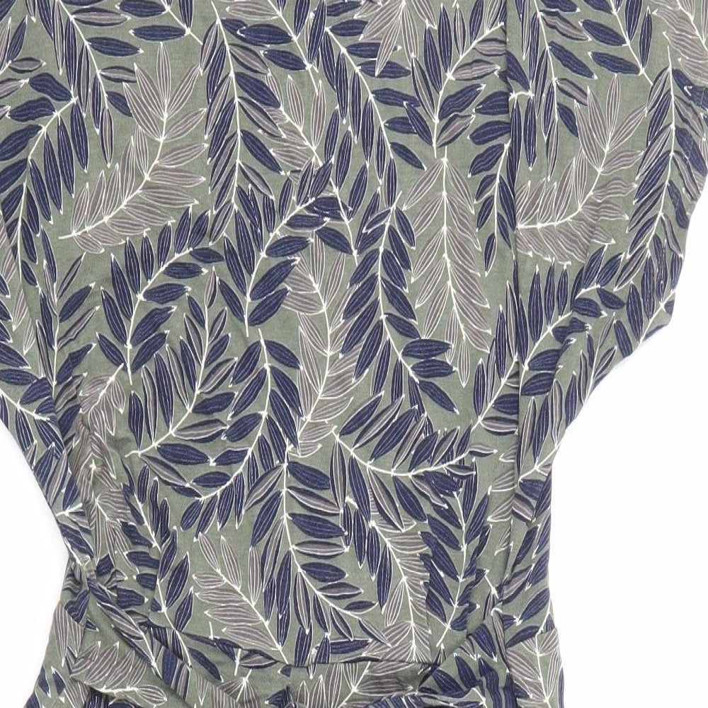 Maine New England Womens Green Geometric Viscose A-Line Size 12 Boat Neck Pullover