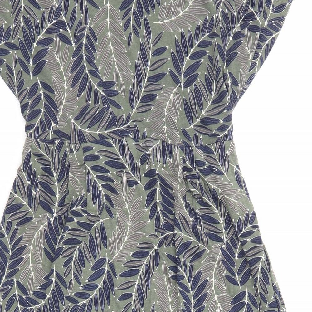 Maine New England Womens Green Geometric Viscose A-Line Size 12 Boat Neck Pullover