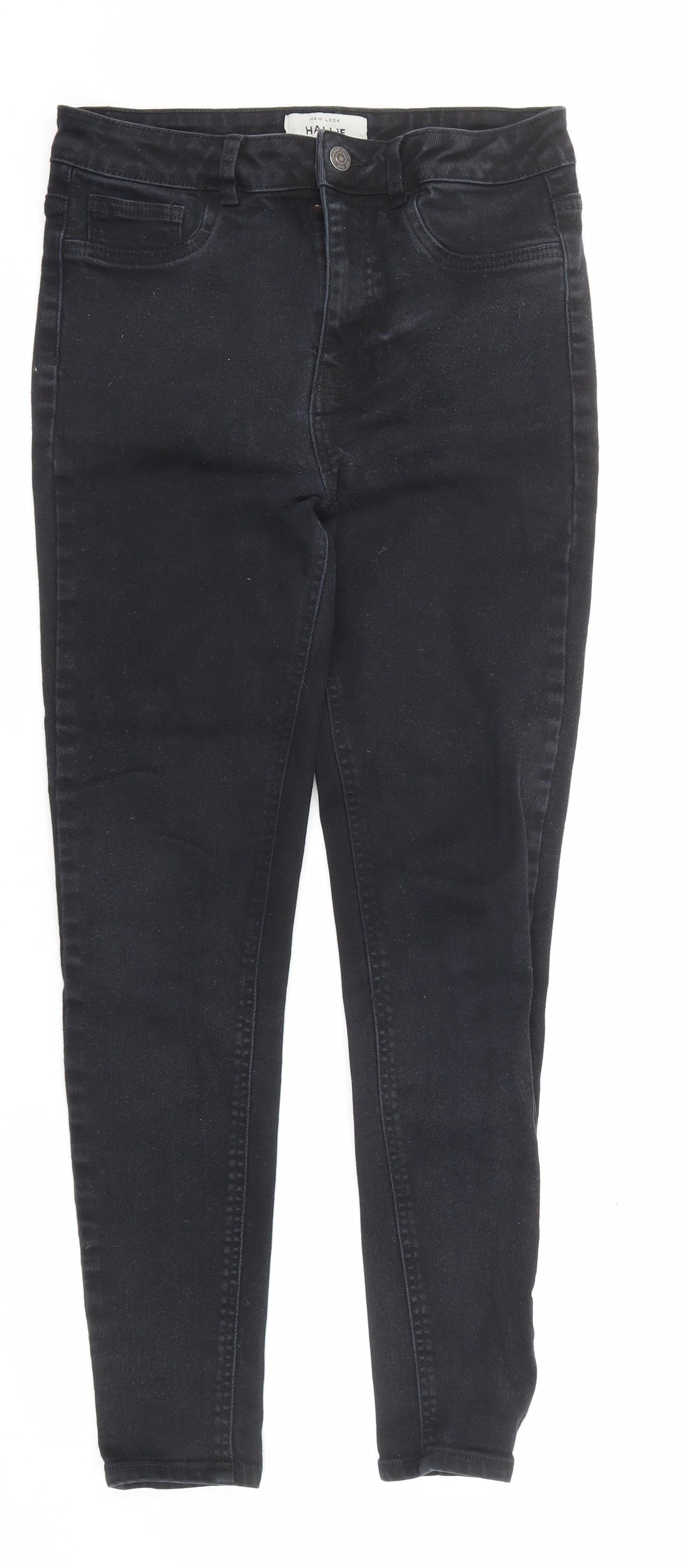 New Look Womens Black Cotton Skinny Jeans Size 12 L26 in Regular Zip