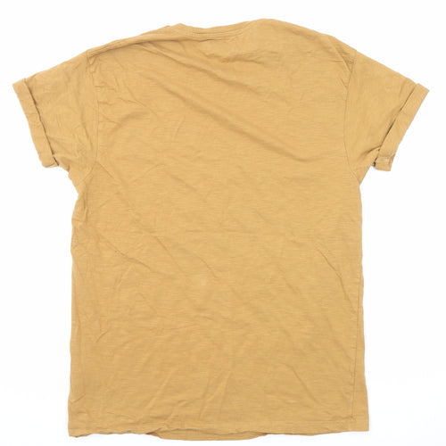 Topman Mens Brown Cotton T-Shirt Size XL Round Neck