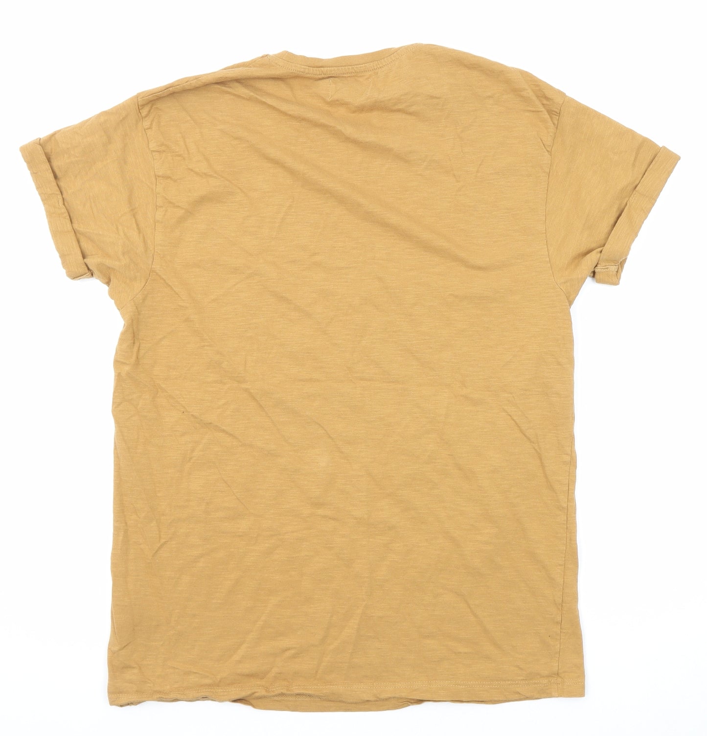 Topman Mens Brown Cotton T-Shirt Size XL Round Neck