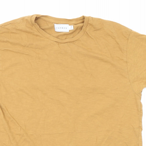 Topman Mens Brown Cotton T-Shirt Size XL Round Neck