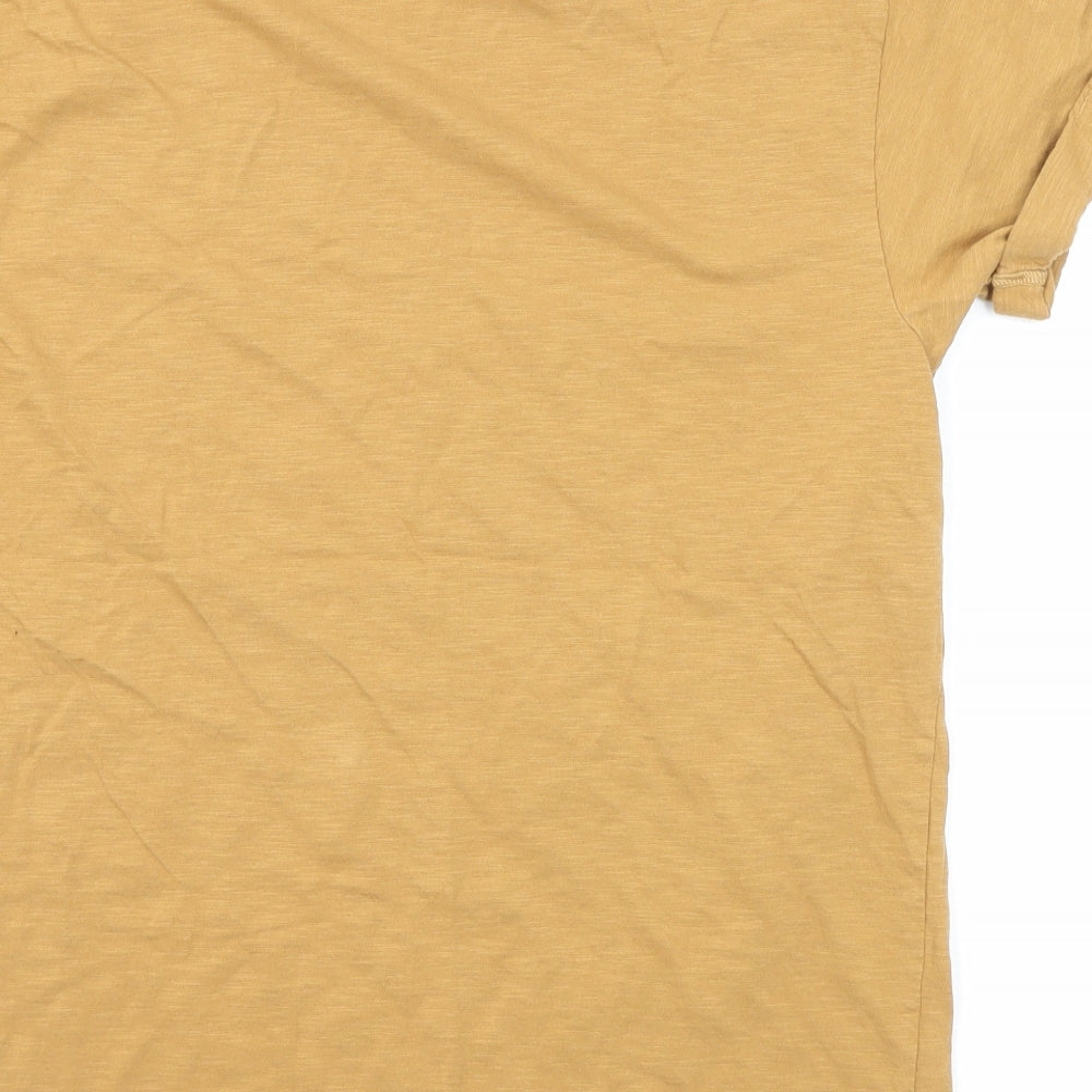 Topman Mens Brown Cotton T-Shirt Size XL Round Neck
