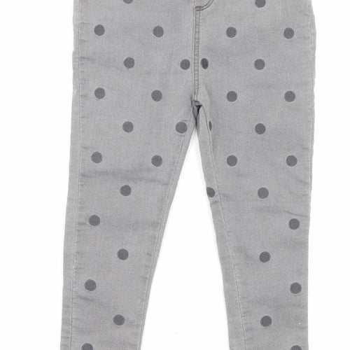 Marks and Spencer Girls Grey Polka Dot Cotton Jegging Jeans Size 5-6 Years Regular Pullover