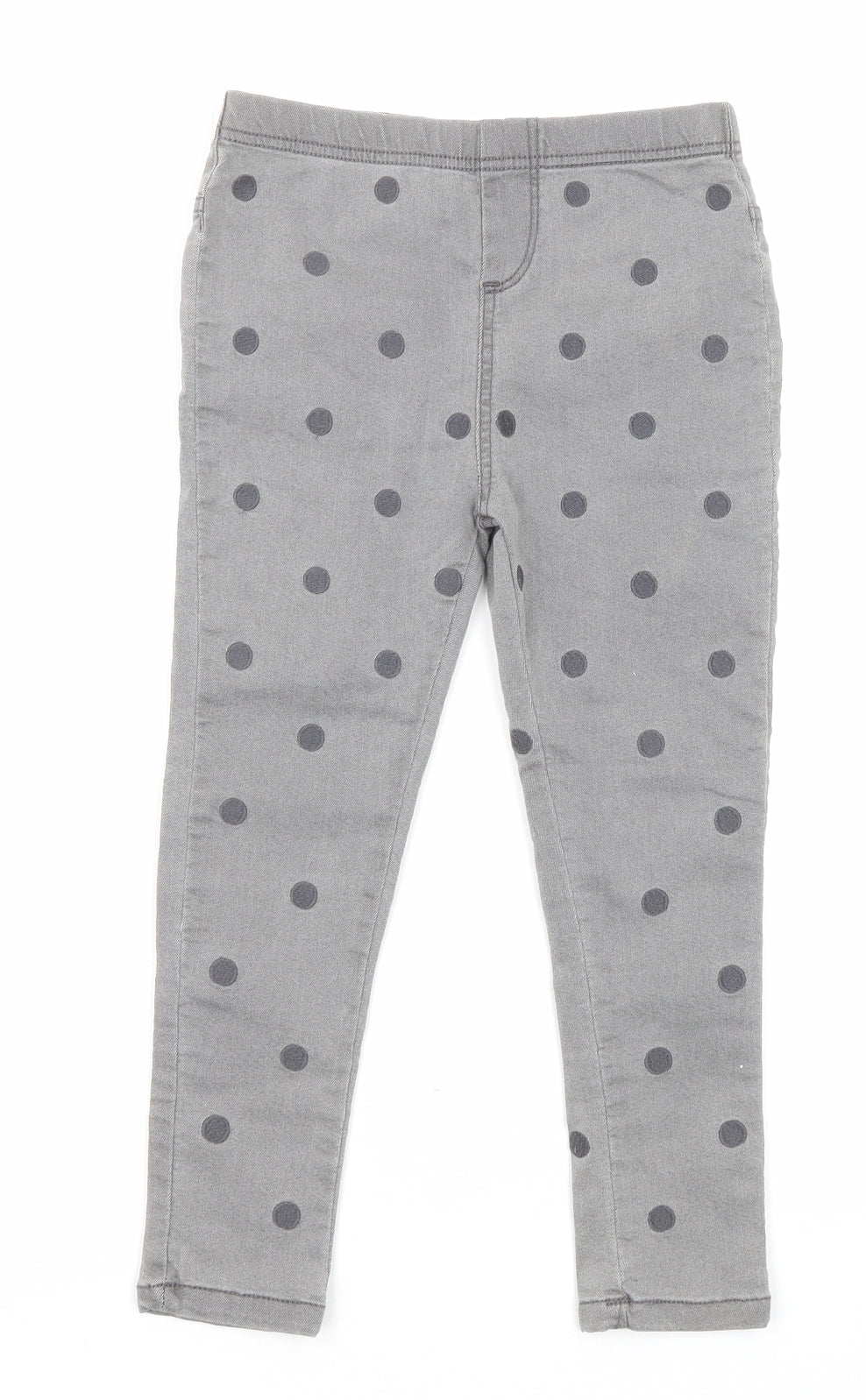 Marks and Spencer Girls Grey Polka Dot Cotton Jegging Jeans Size 5-6 Years Regular Pullover