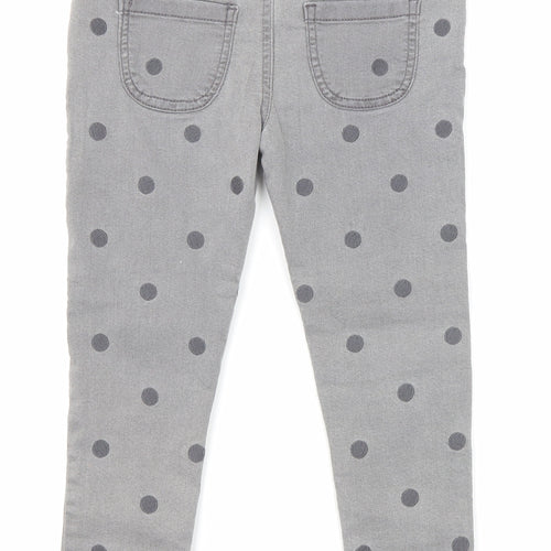 Marks and Spencer Girls Grey Polka Dot Cotton Jegging Jeans Size 5-6 Years Regular Pullover