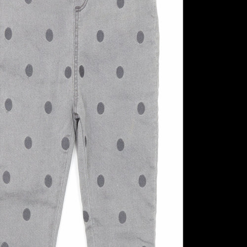 Marks and Spencer Girls Grey Polka Dot Cotton Jegging Jeans Size 5-6 Years Regular Pullover