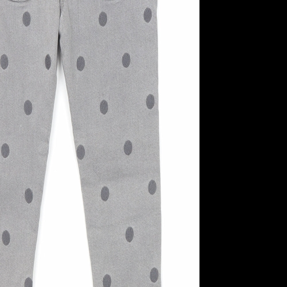 Marks and Spencer Girls Grey Polka Dot Cotton Jegging Jeans Size 5-6 Years Regular Pullover