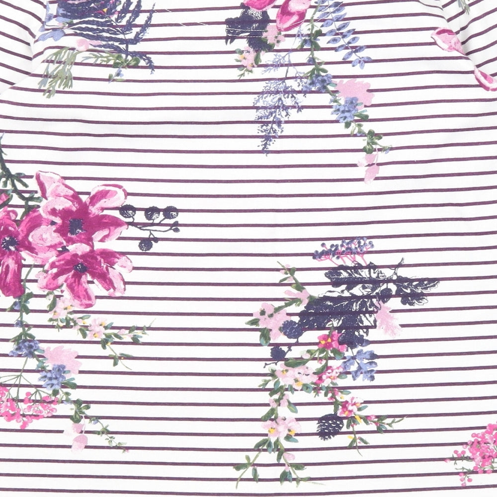 Joules Womens Purple Geometric Cotton Basic T-Shirt Size 10 Round Neck
