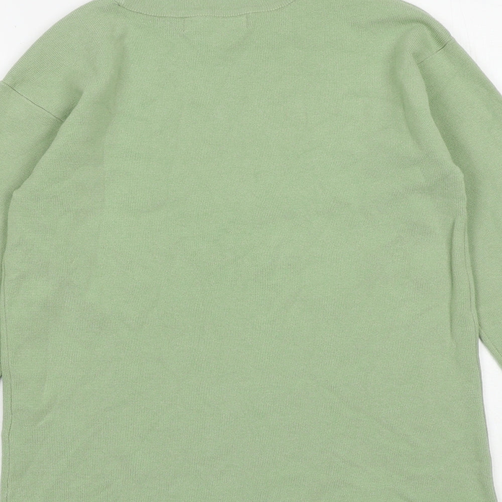 Marks and Spencer Womens Green Cotton Basic Blouse Size S Round Neck