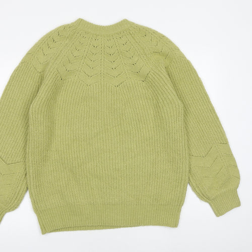 Warehouse Womens Green Round Neck Acrylic Pullover Jumper Size S