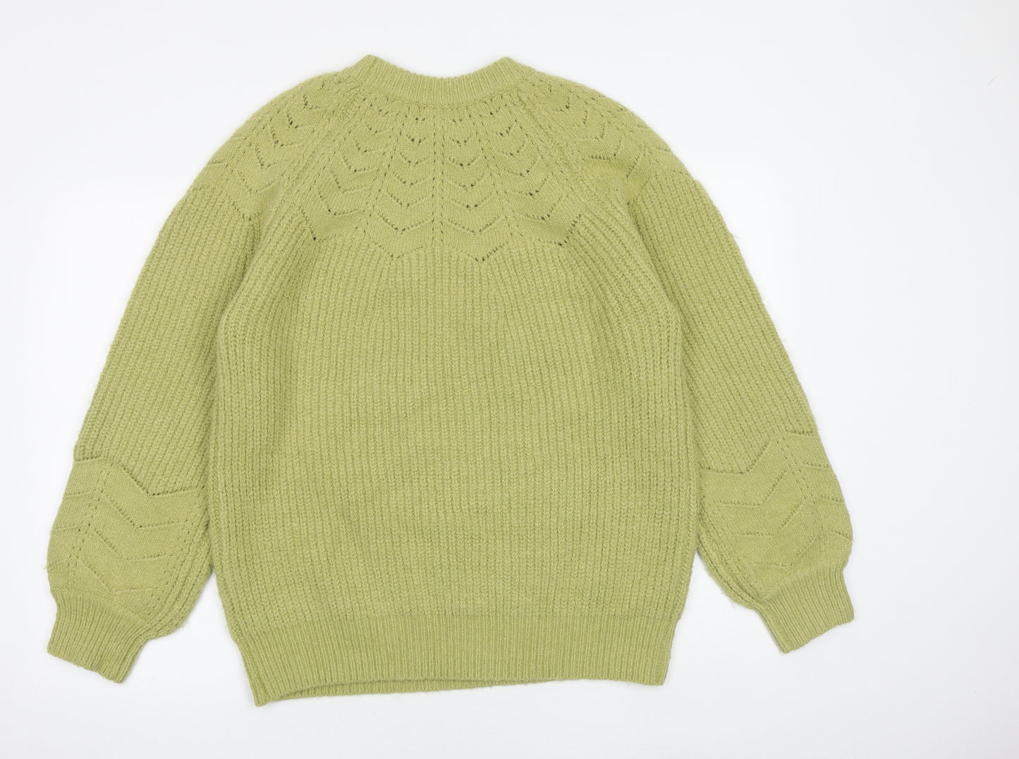 Warehouse Womens Green Round Neck Acrylic Pullover Jumper Size S