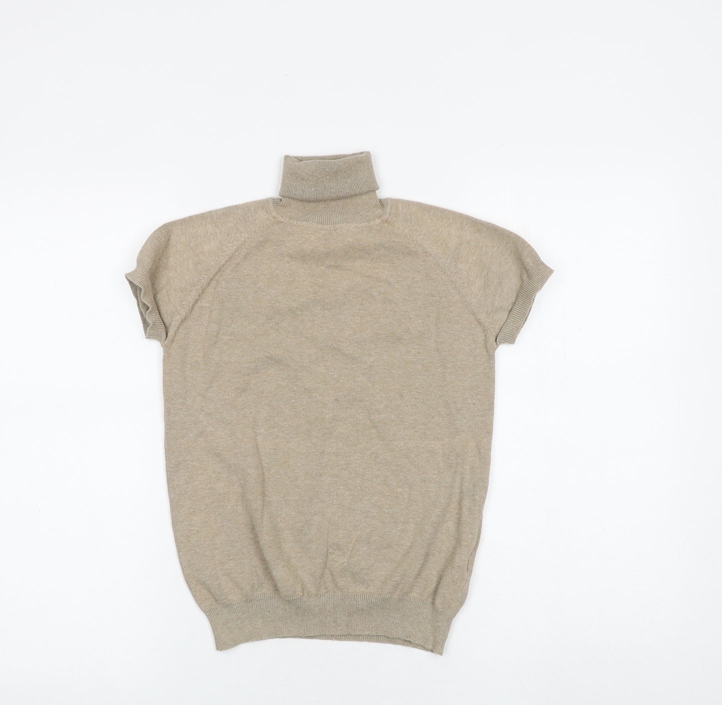 Zara Womens Brown Roll Neck Cotton Pullover Jumper Size M