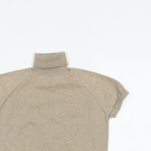 Zara Womens Brown Roll Neck Cotton Pullover Jumper Size M