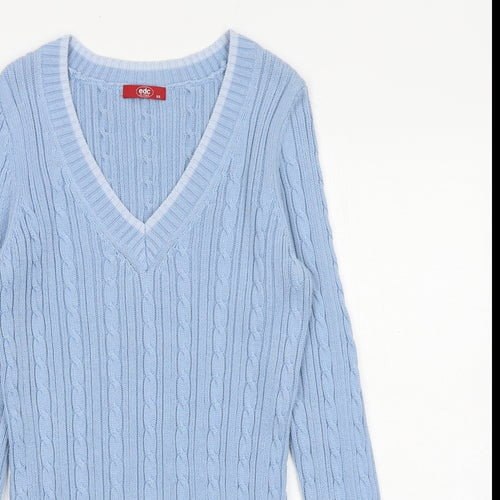 Espirit Womens Blue V-Neck Cotton Pullover Jumper Size XS