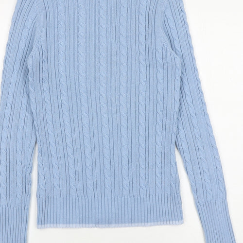 Espirit Womens Blue V-Neck Cotton Pullover Jumper Size XS