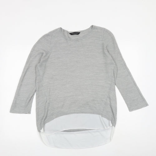Dorothy Perkins Womens Grey Round Neck Acrylic Pullover Jumper Size 10