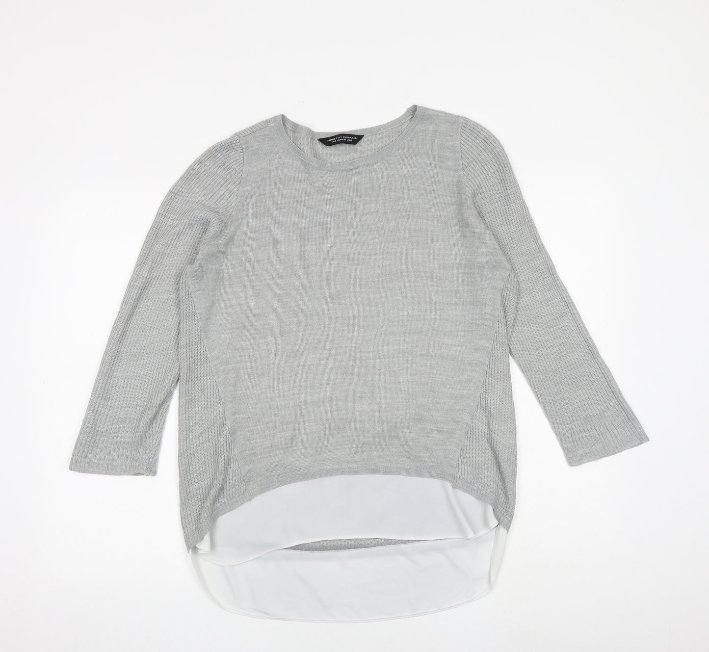 Dorothy Perkins Womens Grey Round Neck Acrylic Pullover Jumper Size 10