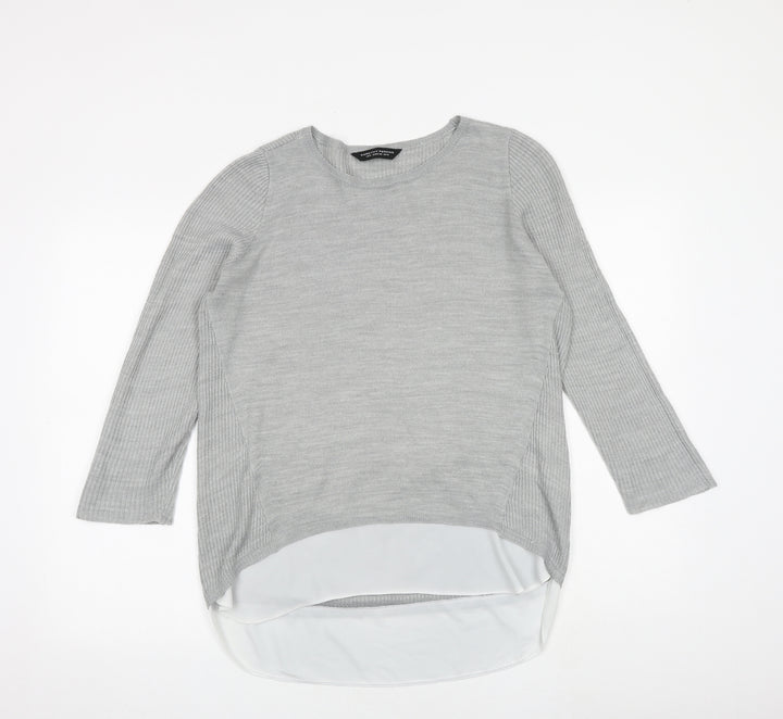 Dorothy Perkins Womens Grey Round Neck Acrylic Pullover Jumper Size 10