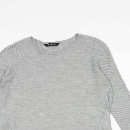 Dorothy Perkins Womens Grey Round Neck Acrylic Pullover Jumper Size 10