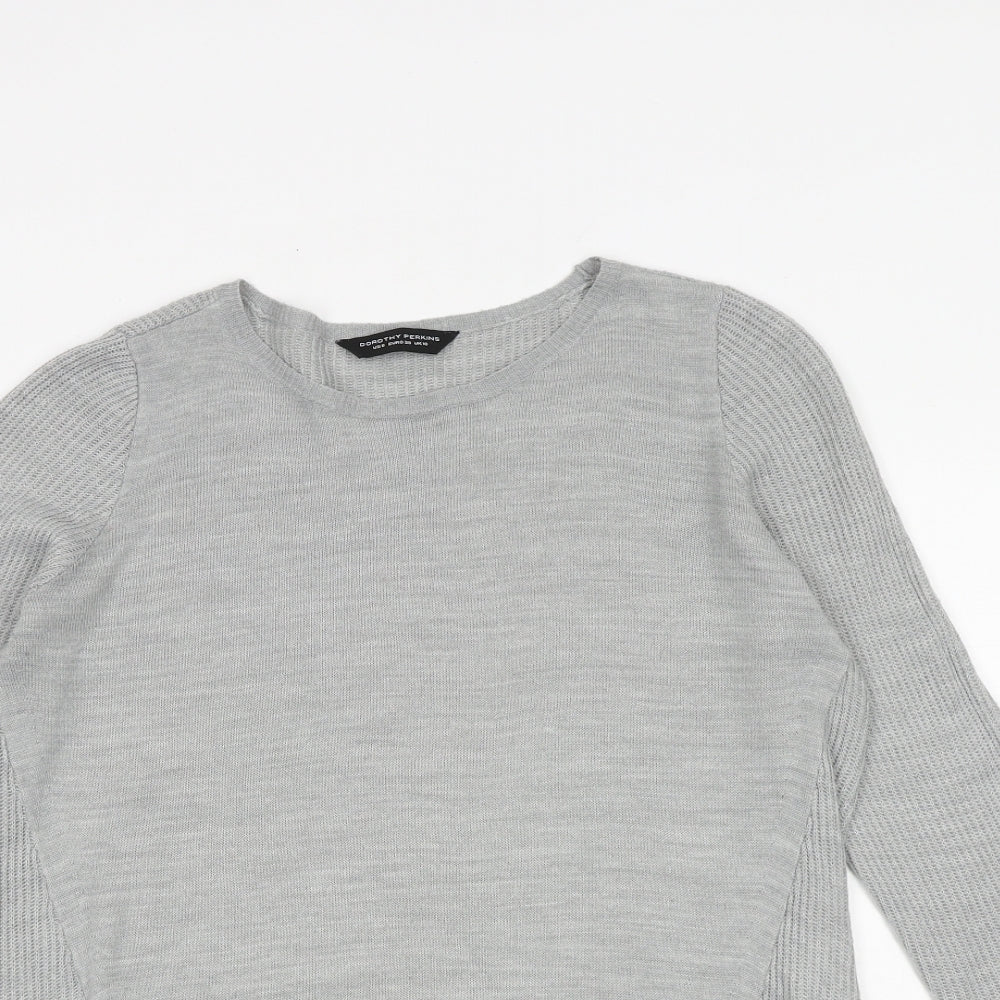 Dorothy Perkins Womens Grey Round Neck Acrylic Pullover Jumper Size 10