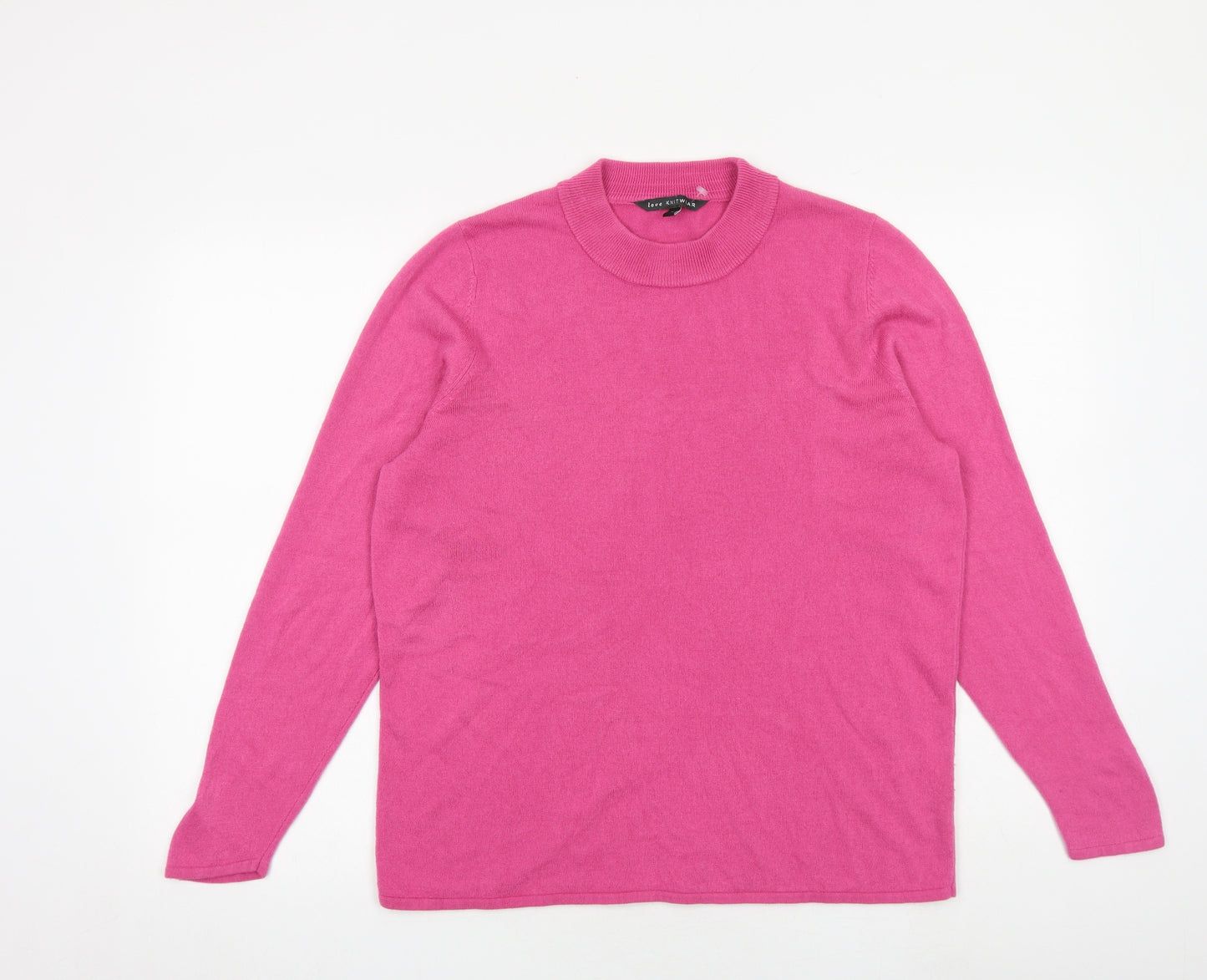 Bonmarché Womens Pink Round Neck Acrylic Pullover Jumper Size 18