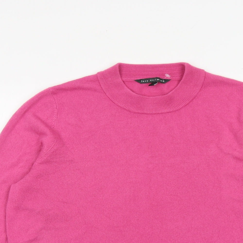 Bonmarché Womens Pink Round Neck Acrylic Pullover Jumper Size 18