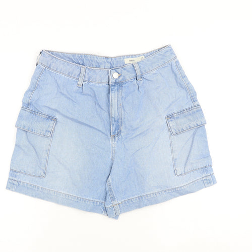 Marks and Spencer Womens Blue 100% Cotton Cargo Shorts Size 12 L5 in Regular Zip