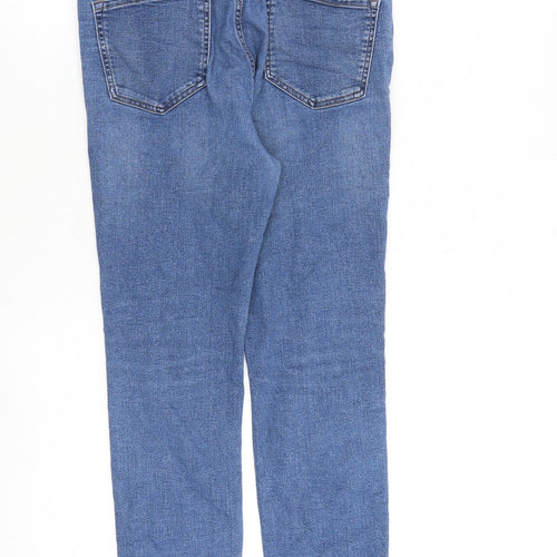 Marks and Spencer Womens Blue Cotton Skinny Jeans Size 12 L26 in Regular Zip