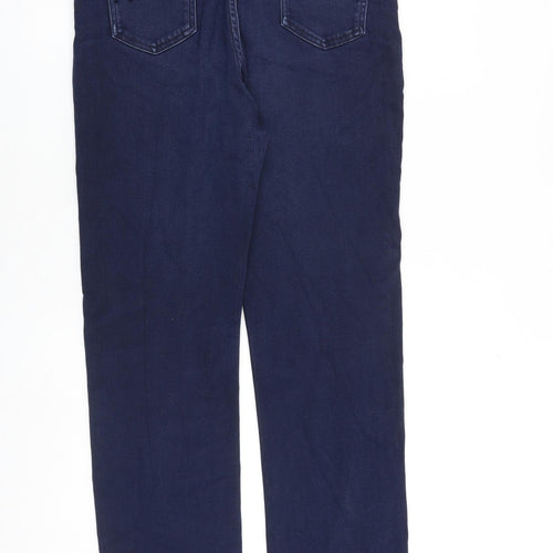 Marks and Spencer Womens Blue Cotton Straight Jeans Size 14 L30 in Regular Zip