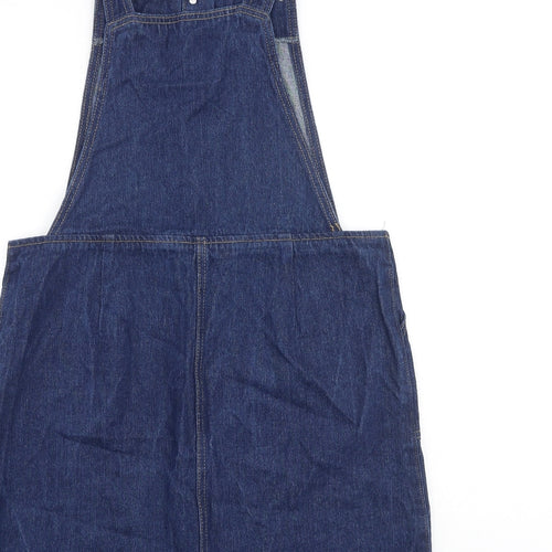 Studio Womens Blue Cotton Pinafore/Dungaree Dress Size 12 Square Neck Buckle