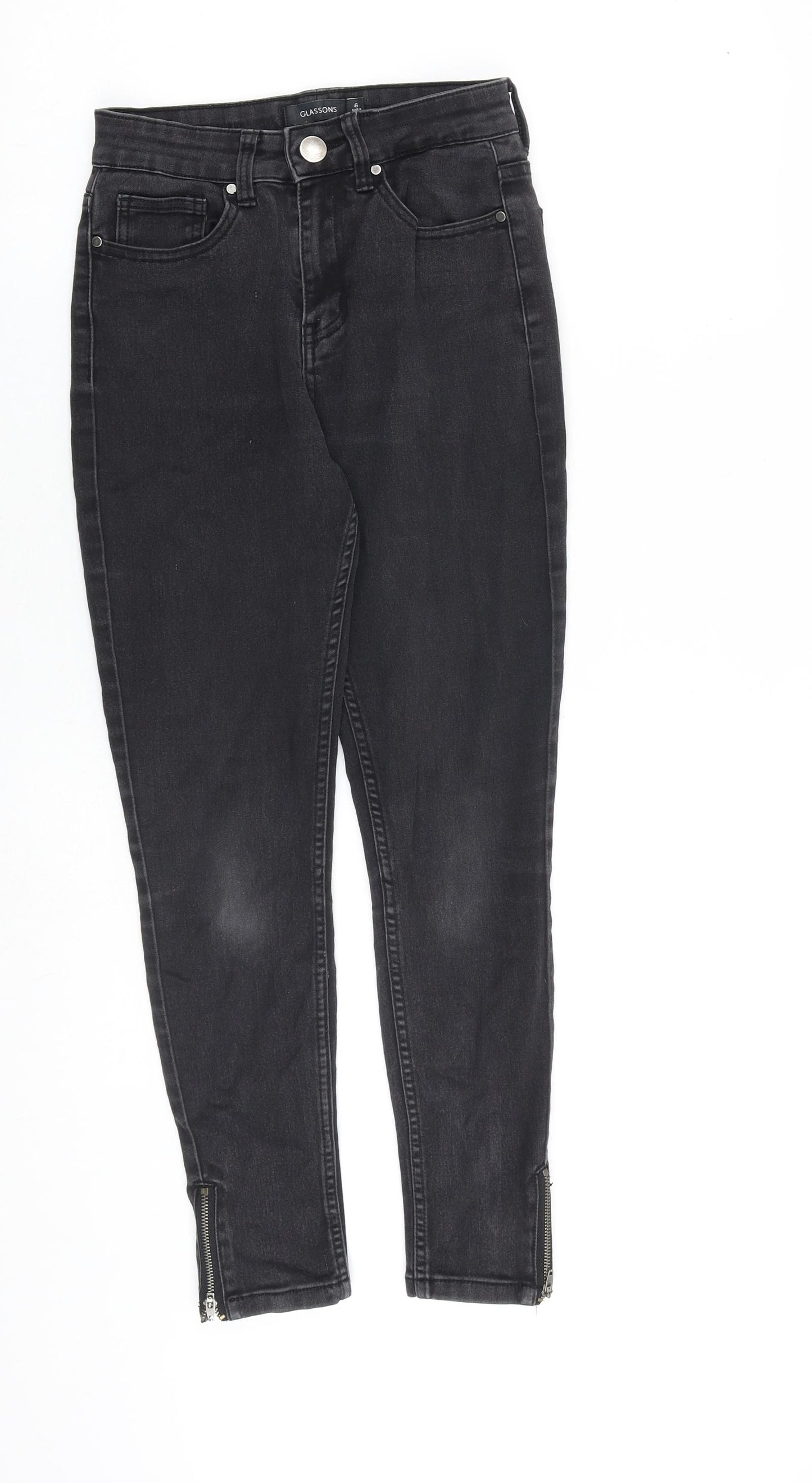 Glassons Womens Grey Cotton Skinny Jeans Size 6 L26 in Regular Zip - Ankle Zip